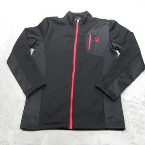 Spyder Jacket Youth XL 18/20 Black Red Full Zip Softshell Hybrid Water Resistant